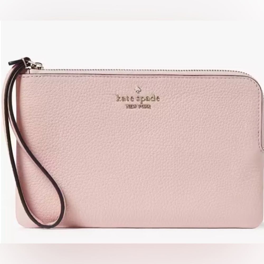 NWT! Kate Spade's Leila Medium L-Zip Wristlet. Color tea rose.